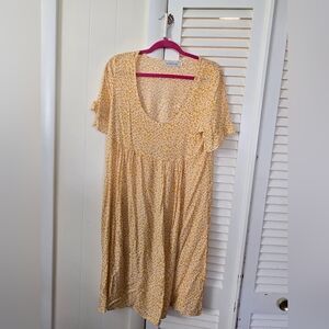 M Semi-sheer MISSLOOK Yellow Floral Midi Dress